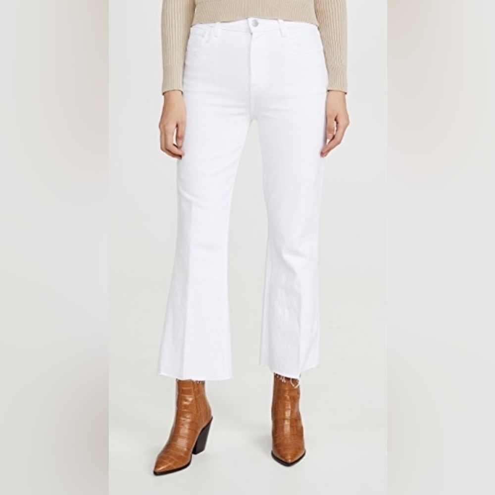 J Brand Julia High Rise Flare White Jeans With Raw Hems Size 27